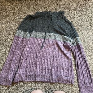 Women's Colorblock Sweater - Gray and Purple